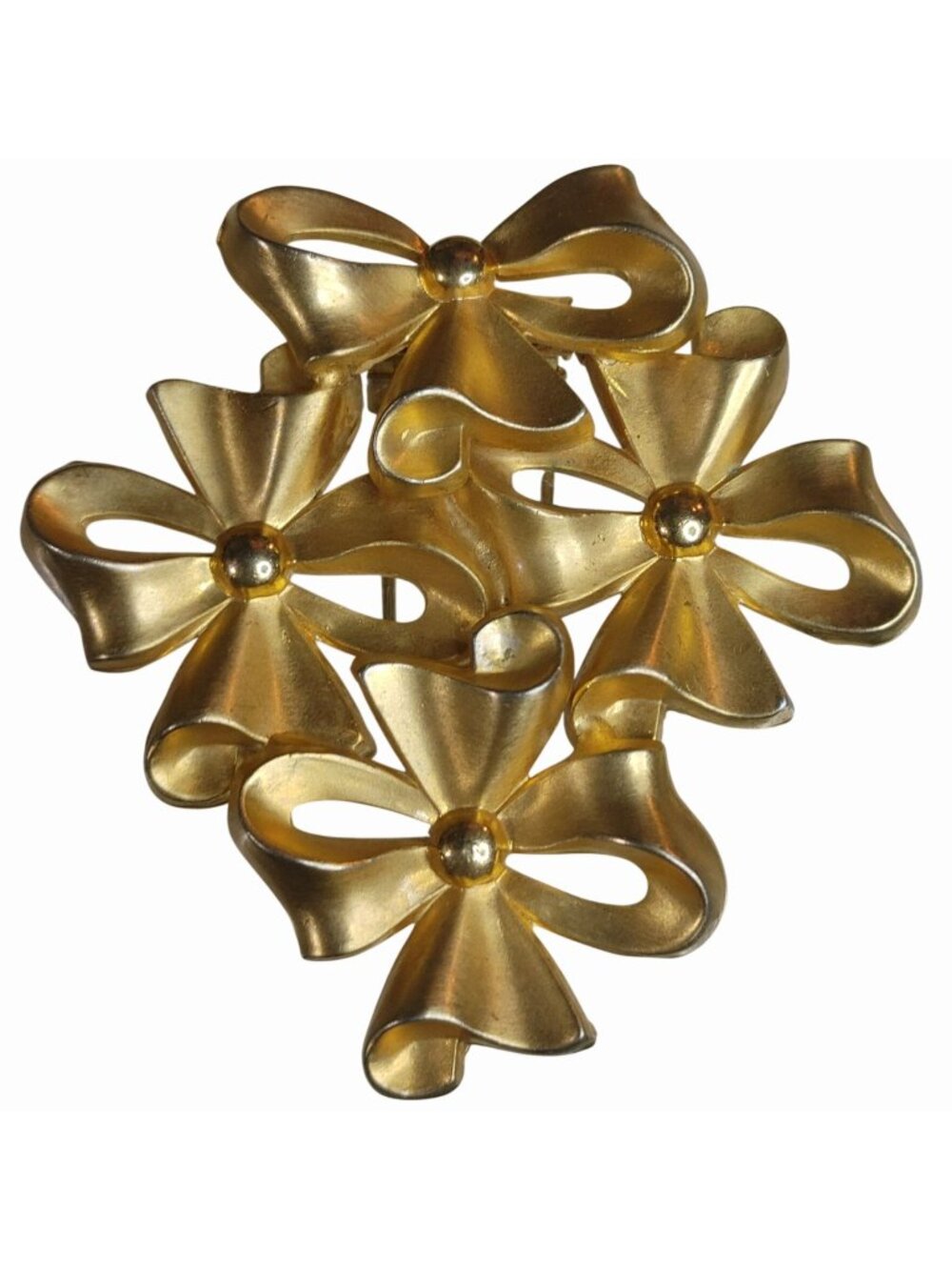 Large Clip Scarf Ribbon Bow Flower Floral Hair rBushed Gold Tone Comb Fur Dress